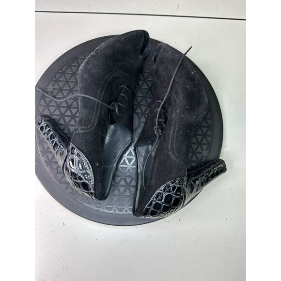 Via Spiga Black Leather Peep Toe Lace Booties Heels Sz 6.5 M - Picture 7 of 10